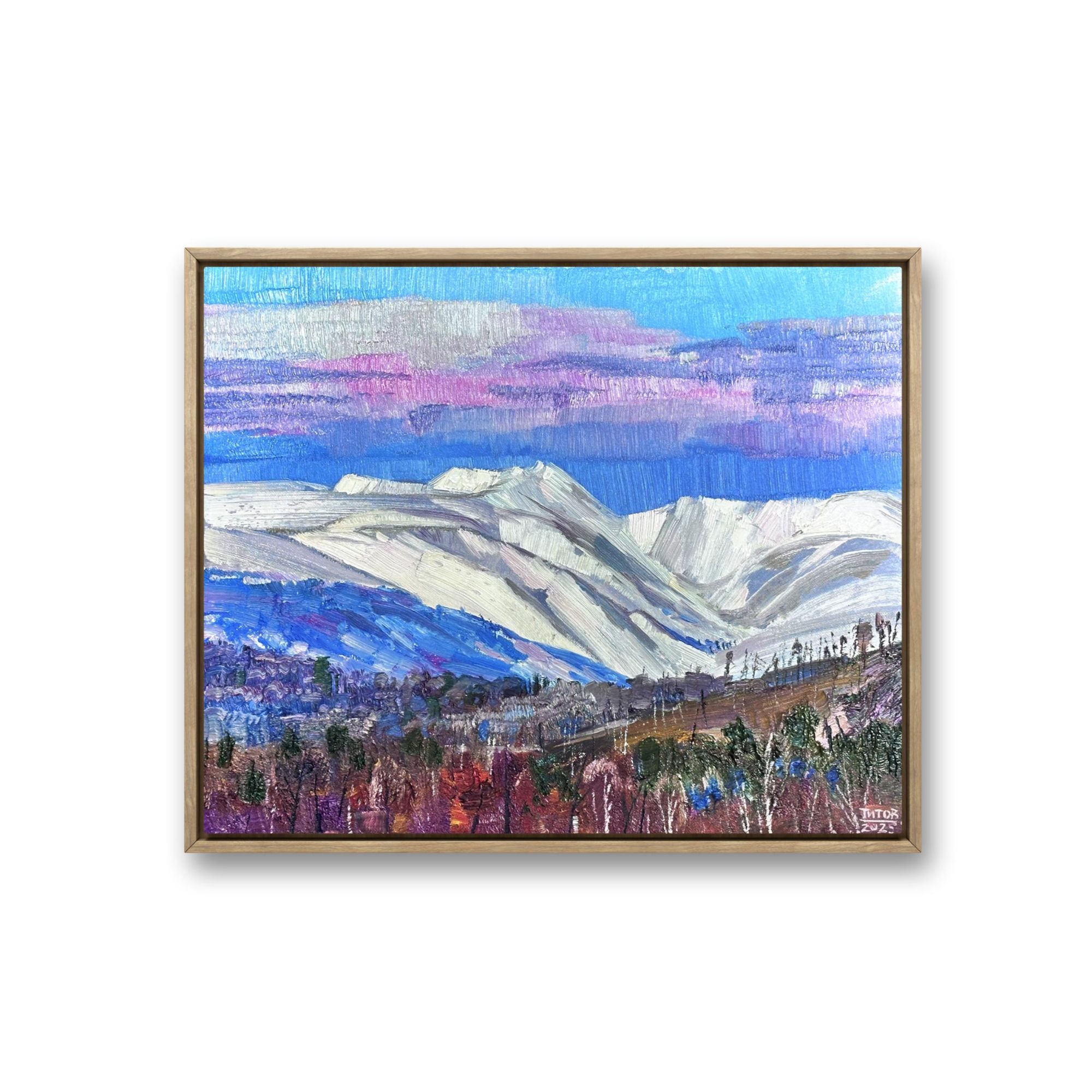 俄罗斯原创手绘油画季托夫《科达尔的雪山》50*60cm 2025年客厅卧室