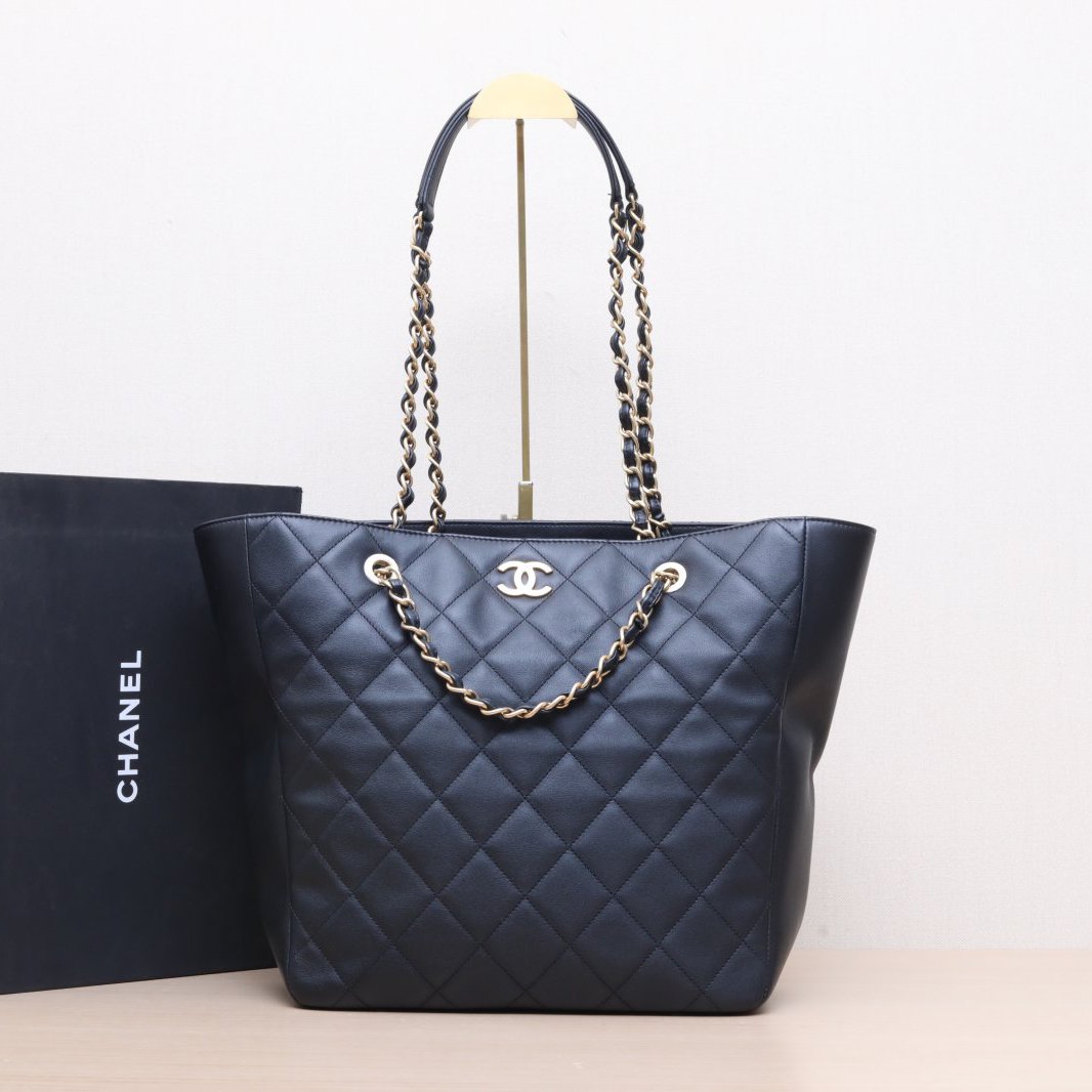 99新 Chanel/香奈儿 小花6欢  21K 菱格纹 托特单肩包 皮革S 金扣