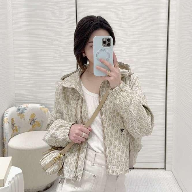 未使用 DIOR/迪奥 001906 25新款塔夫绸老花夹克外套 36码  