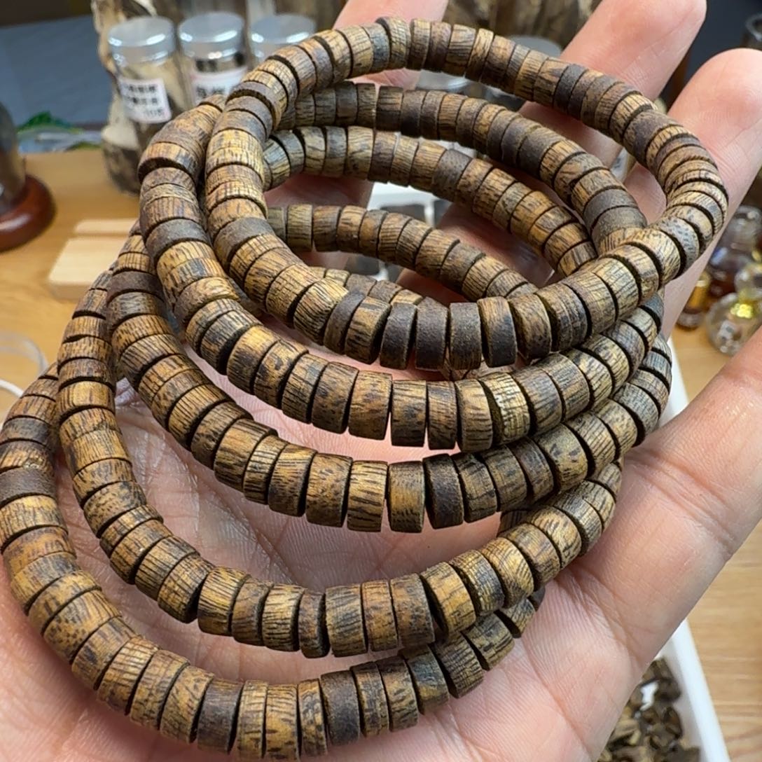 香料绿棋乌身圆叶07算盘珠手串6克1串