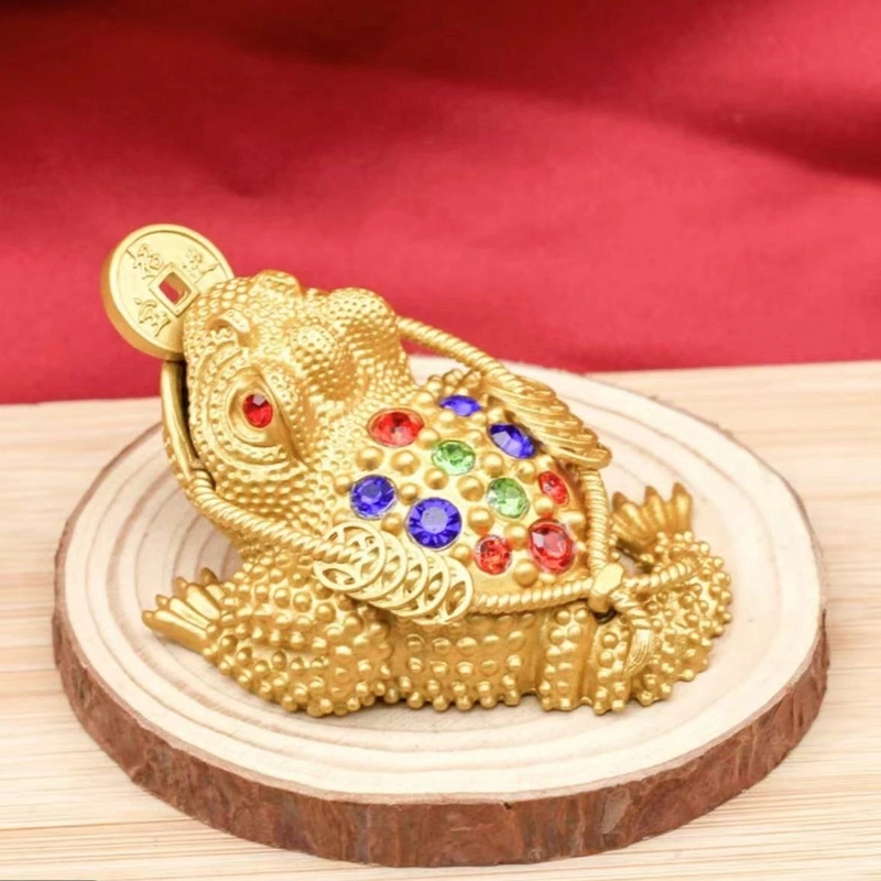 【铜仁禾】茶宠金色镂空风水摆件陶瓷茶桌茶宠创意工艺品摆件蟾蜍