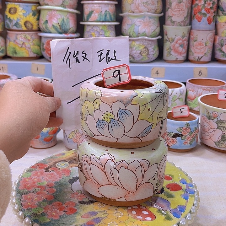 花盆景德镇多肉手绘花盆