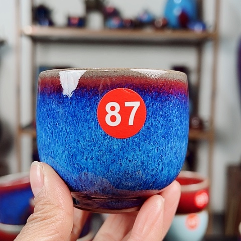 杯和***财原矿釉手工制作钧瓷