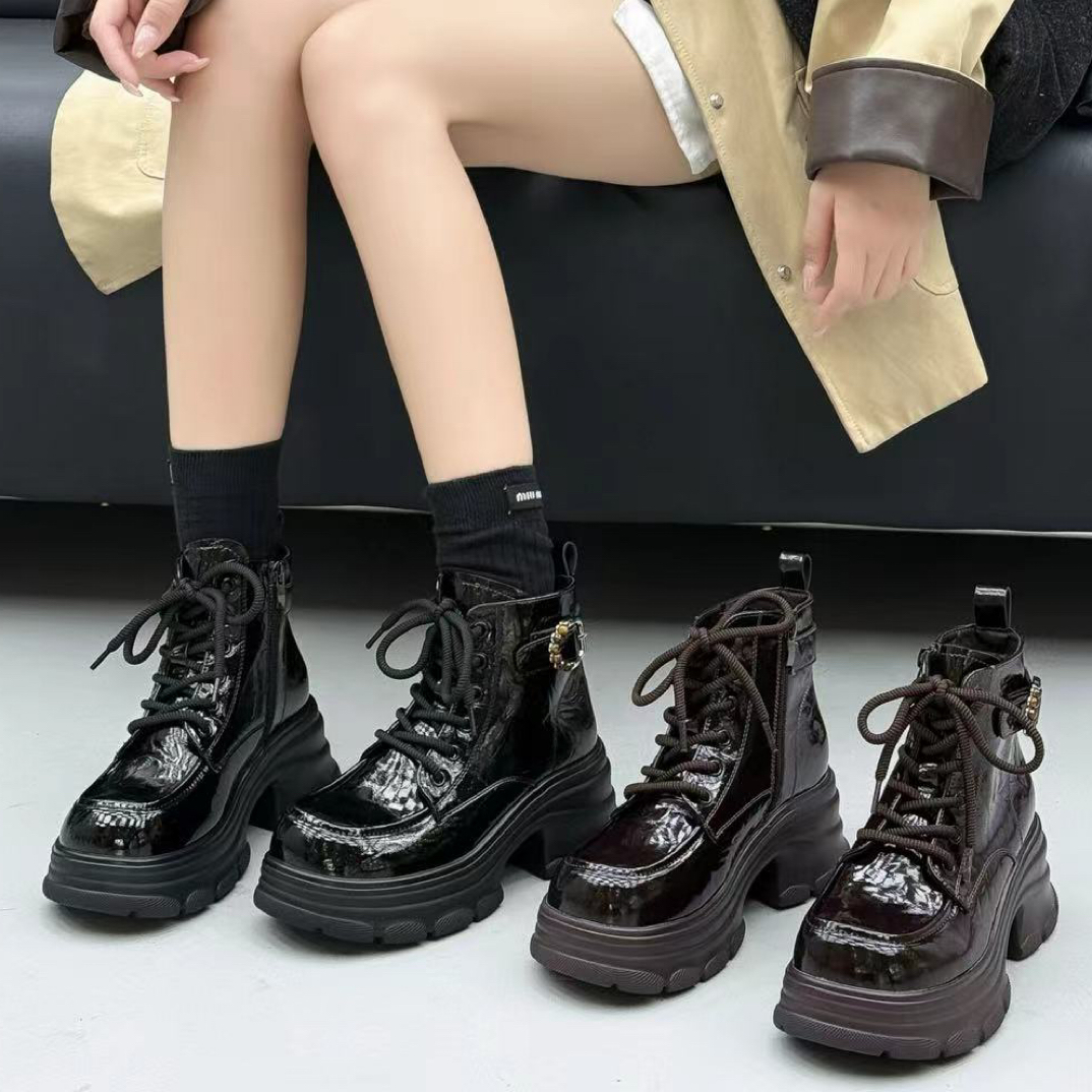 年底清库！薄绒里软漆皮7cm超轻底短靴Z3583