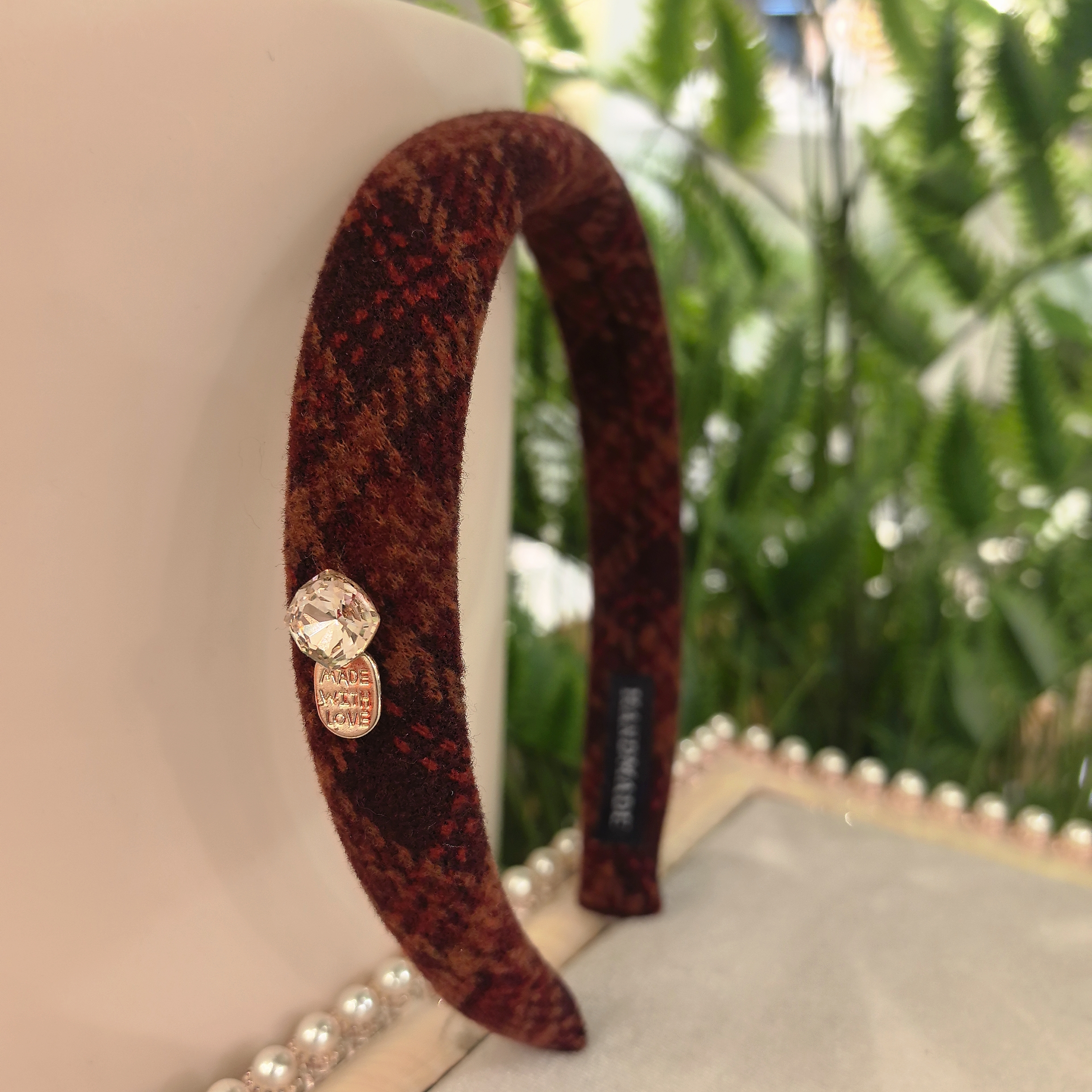 【挚爱】新款精致红色格子丝绒方钻气质百搭发箍WM-747