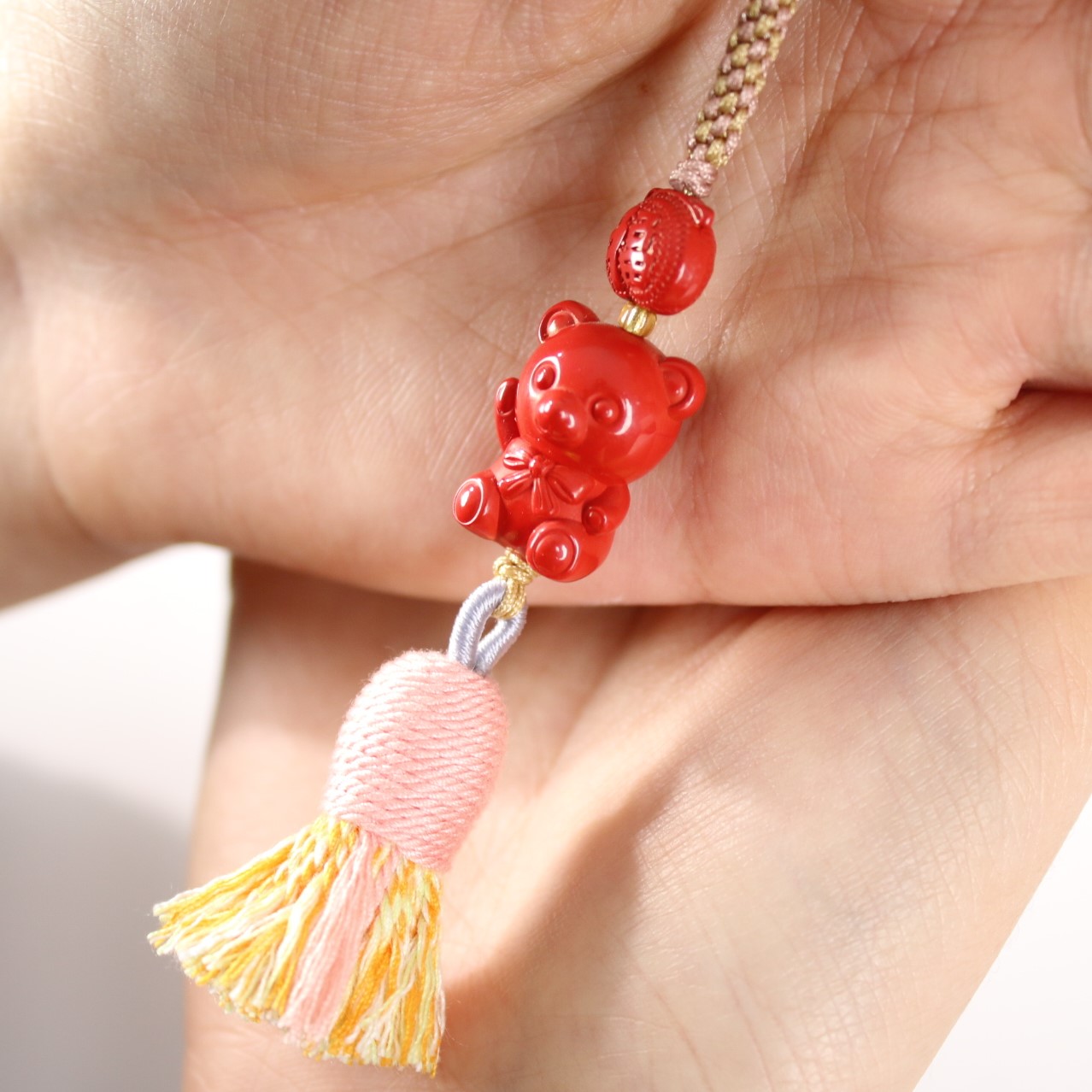 含辰砂工艺品红砂可爱小熊包包挂饰 手机挂饰