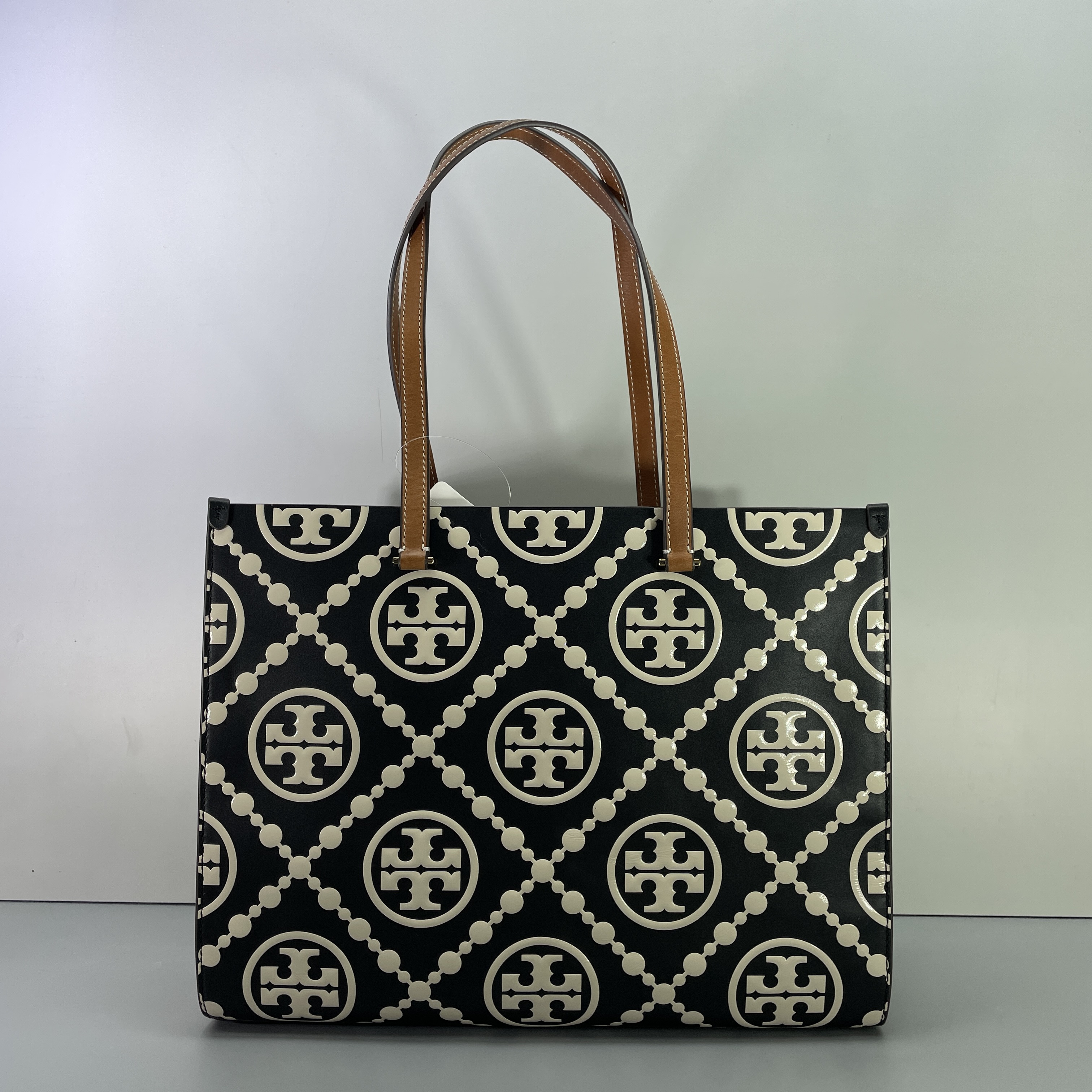 99新 TORY BURCH/汤丽柏琦 黑白压纹托特包36*28*14cmM052219
