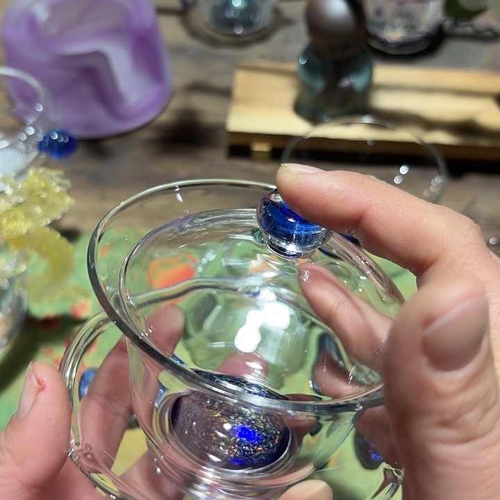 玻璃手工艺品玻璃茶器斑斓盖碗