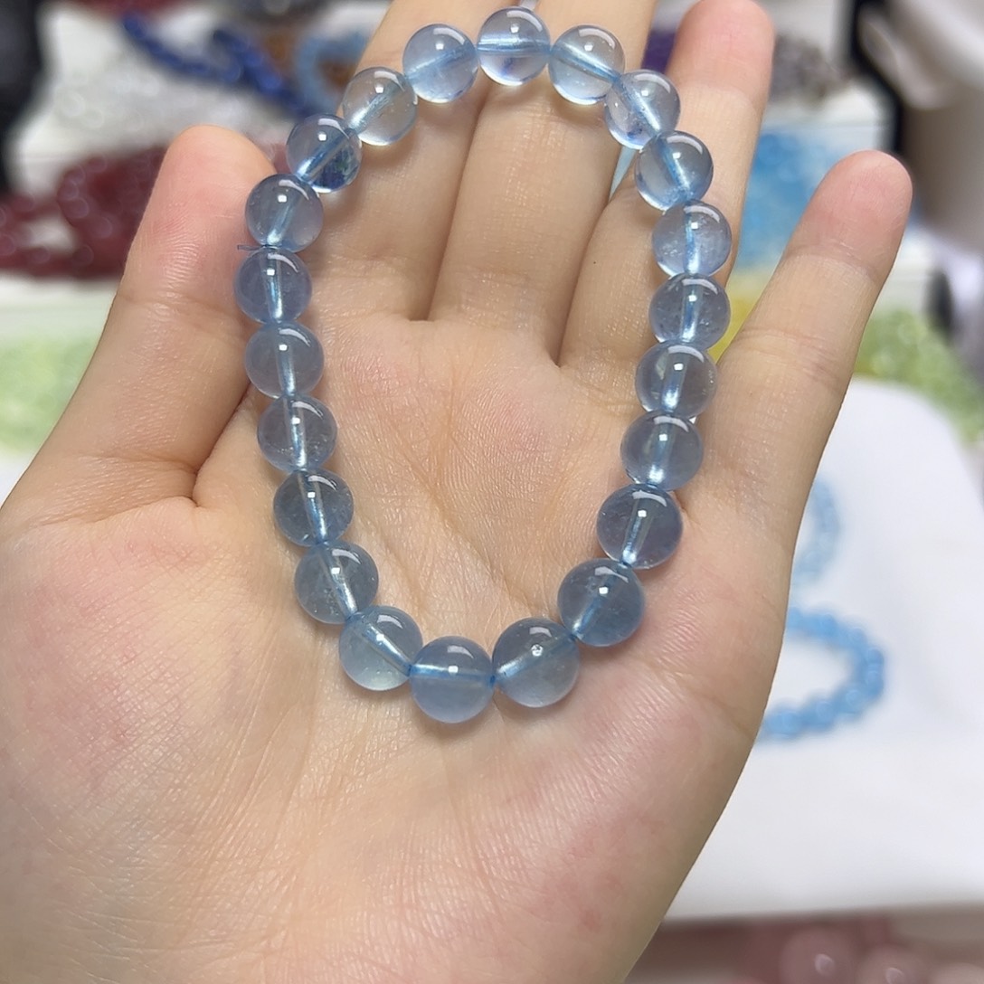 水晶手串未镶嵌快**我海蓝宝8咪拍四次合一单 不带证