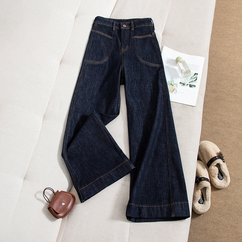 单裤/加绒三本针高腰阔腿微喇牛仔裤女2025春季新款显瘦XG9766