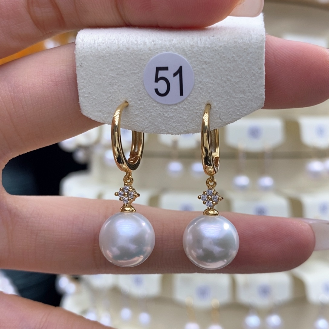 淡水珍珠耳饰银S925镶嵌