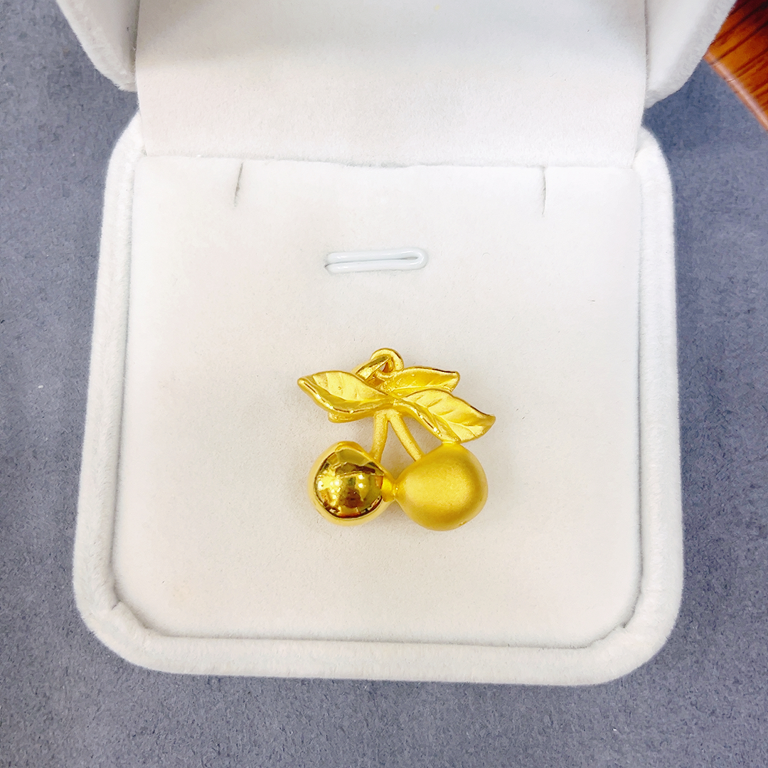 足金999樱桃吊坠➕4金珠
