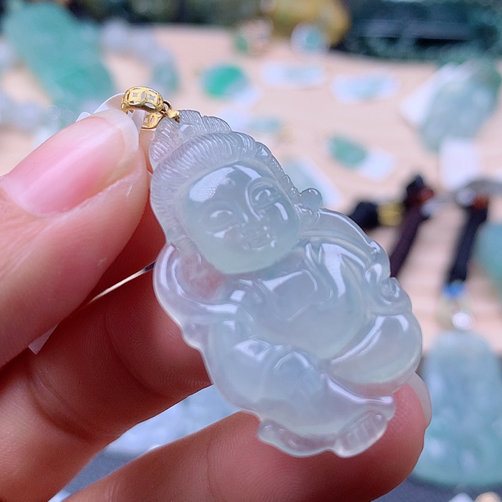 【闪购商品】翡翠颈饰18K金镶嵌翡翠吊坠