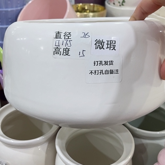 多肉绿植陶瓷花盆9.9包邮，有孔