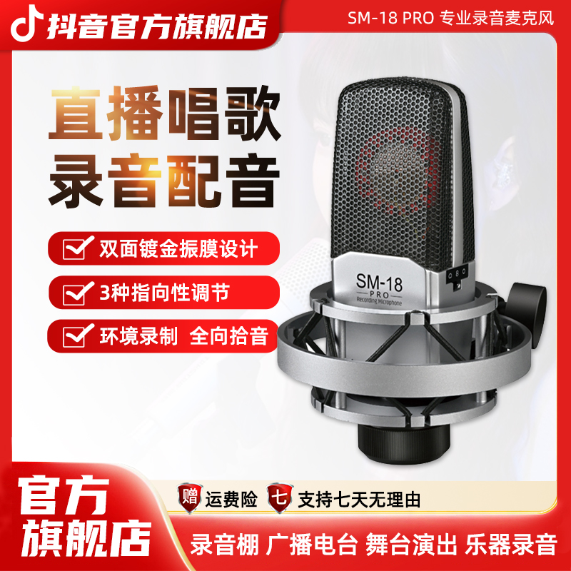得胜SM-18PRO专业电容麦双面镀金大振膜音头录音棚唱歌播音主持