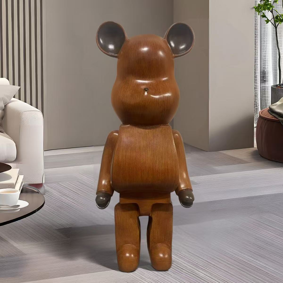 暴力熊大型落地摆件客厅家居电视柜存钱罐装饰品乔迁礼物木纹
