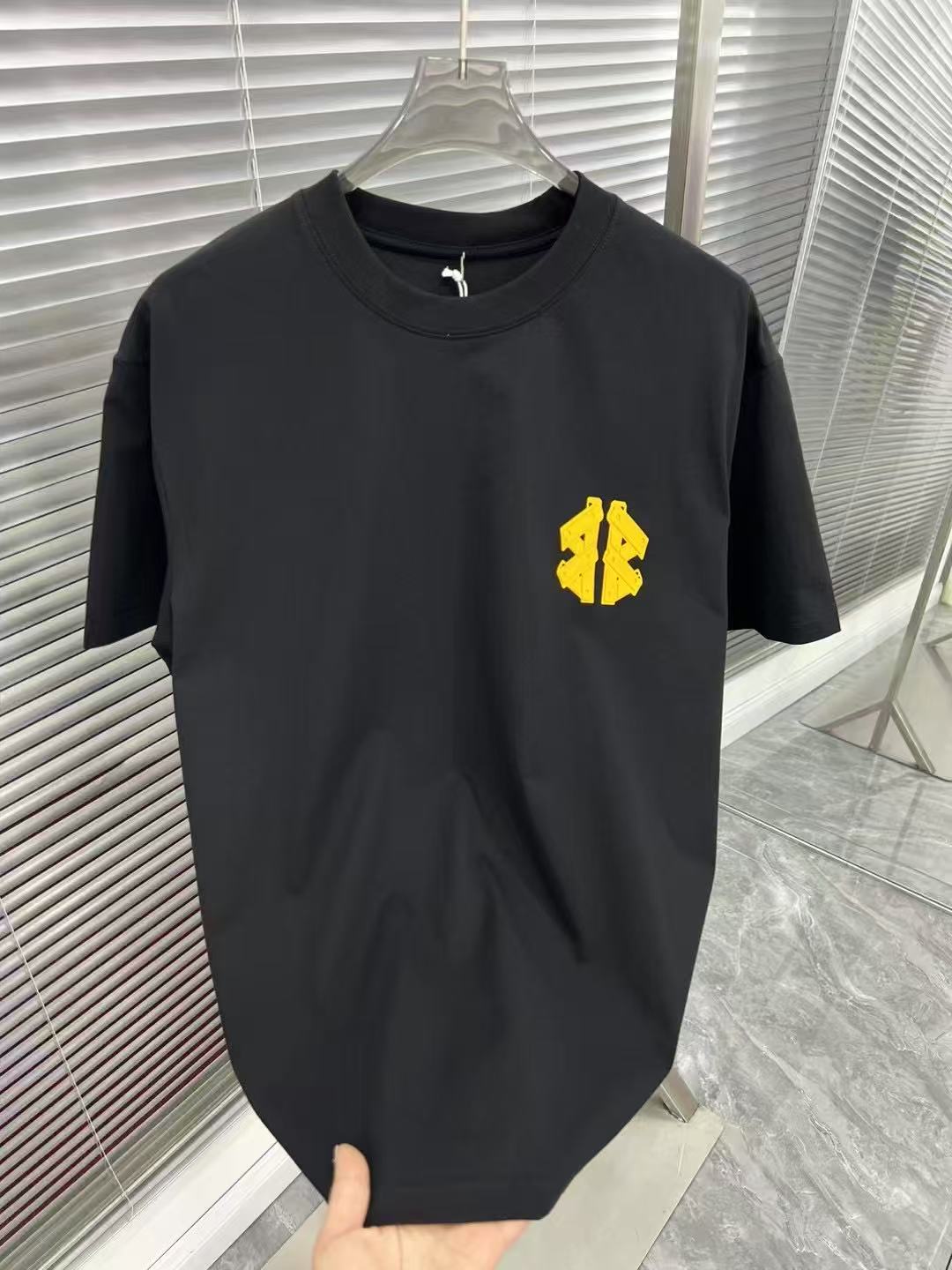 新款高定字母夏季短袖常规T恤黑皮肤男生t恤潮流休闲男士宽松时尚