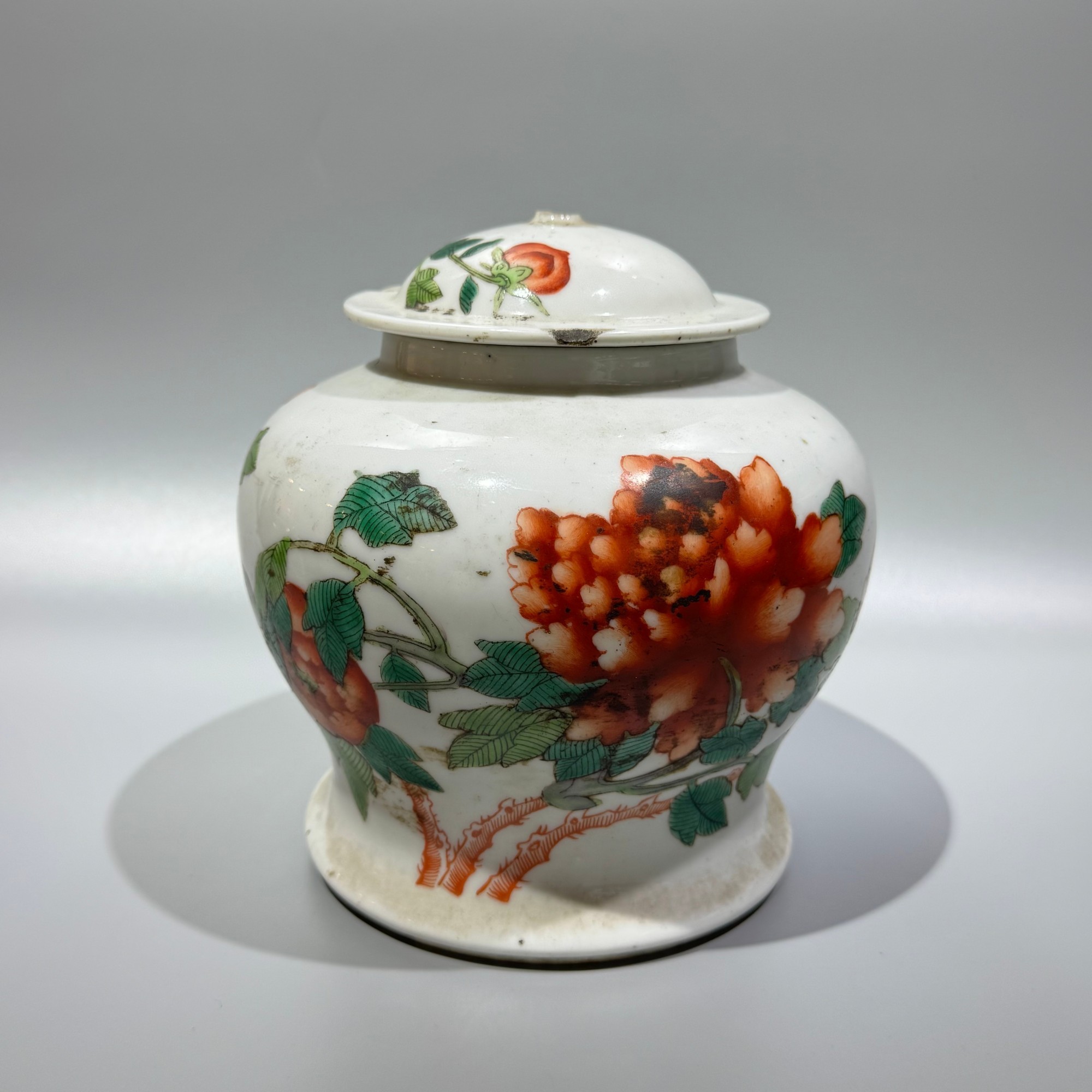 QW2-1民国粉彩一品富贵盖罐【古董拍卖】