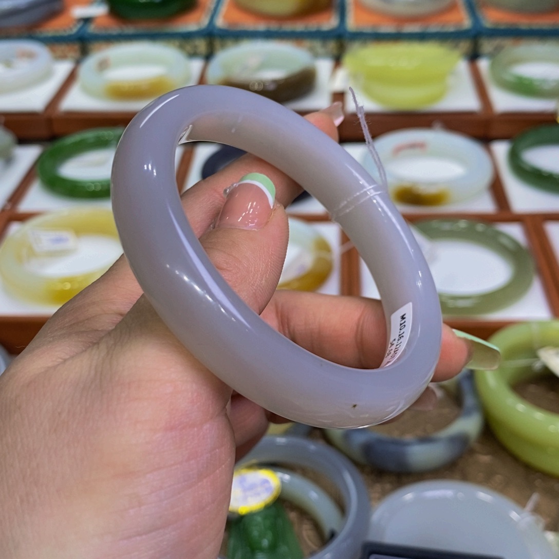 和田玉冰底紫粉57.5未镶嵌