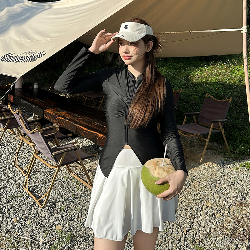 大码温泉两件套裙裤泳衣女胖mm遮肉显瘦保守学生游泳装休闲修身