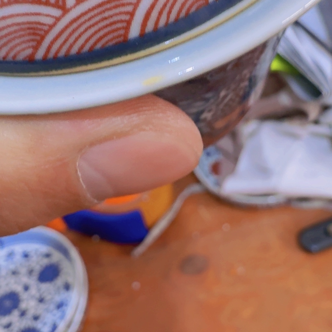 瓷片釉里红麒麟踏浪二才马蹄盖碗微瑕
