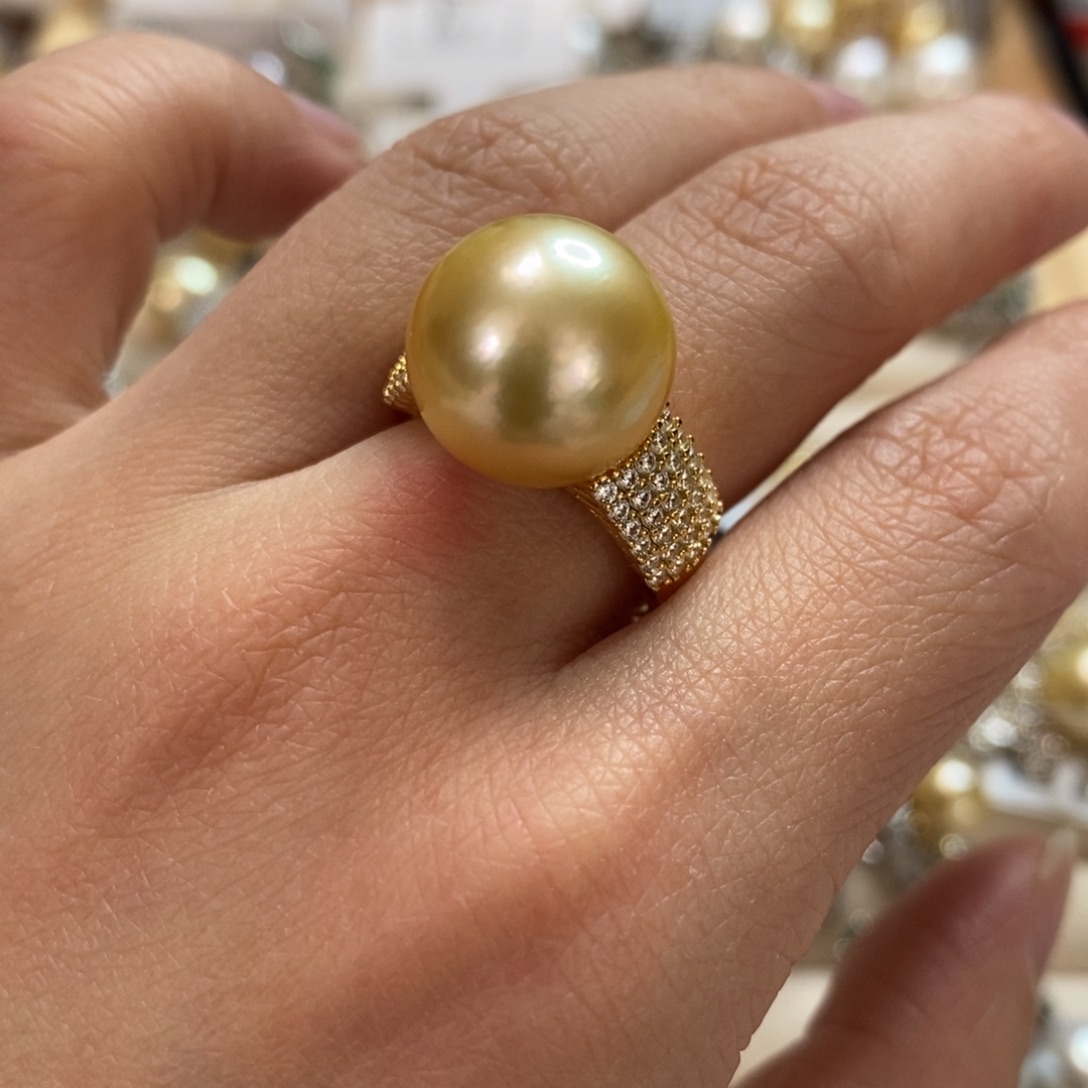 海水珍珠戒圈银S925镶嵌