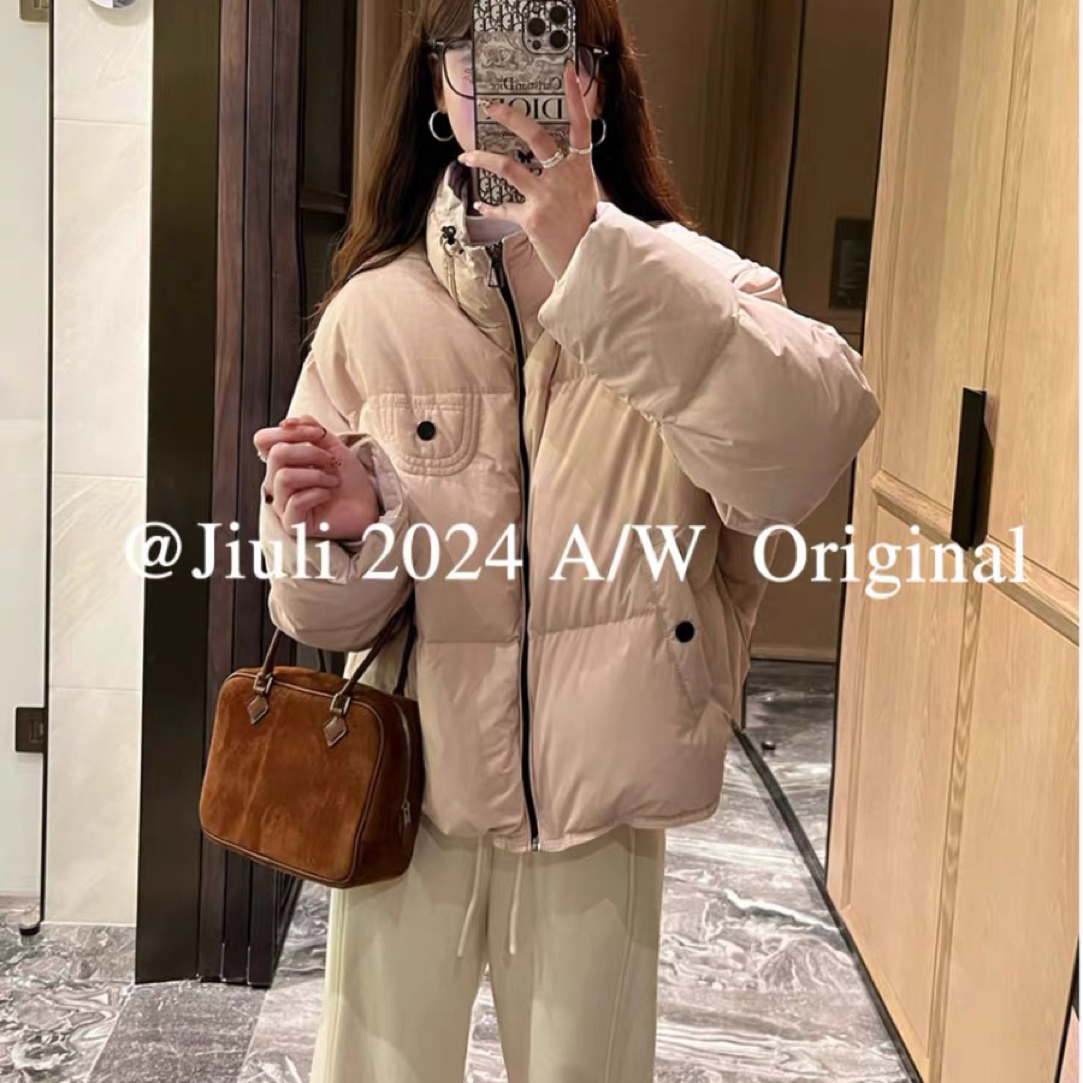 百搭立领粉色潮流短款羽绒服