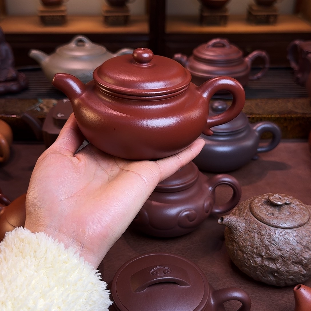 喜***力茶壶紫砂仿古壶，朱泥