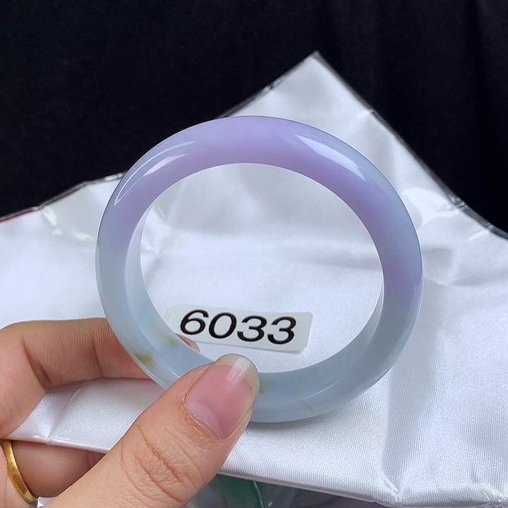 翡翠未镶嵌手镯55圈 翠细糯紫罗兰
