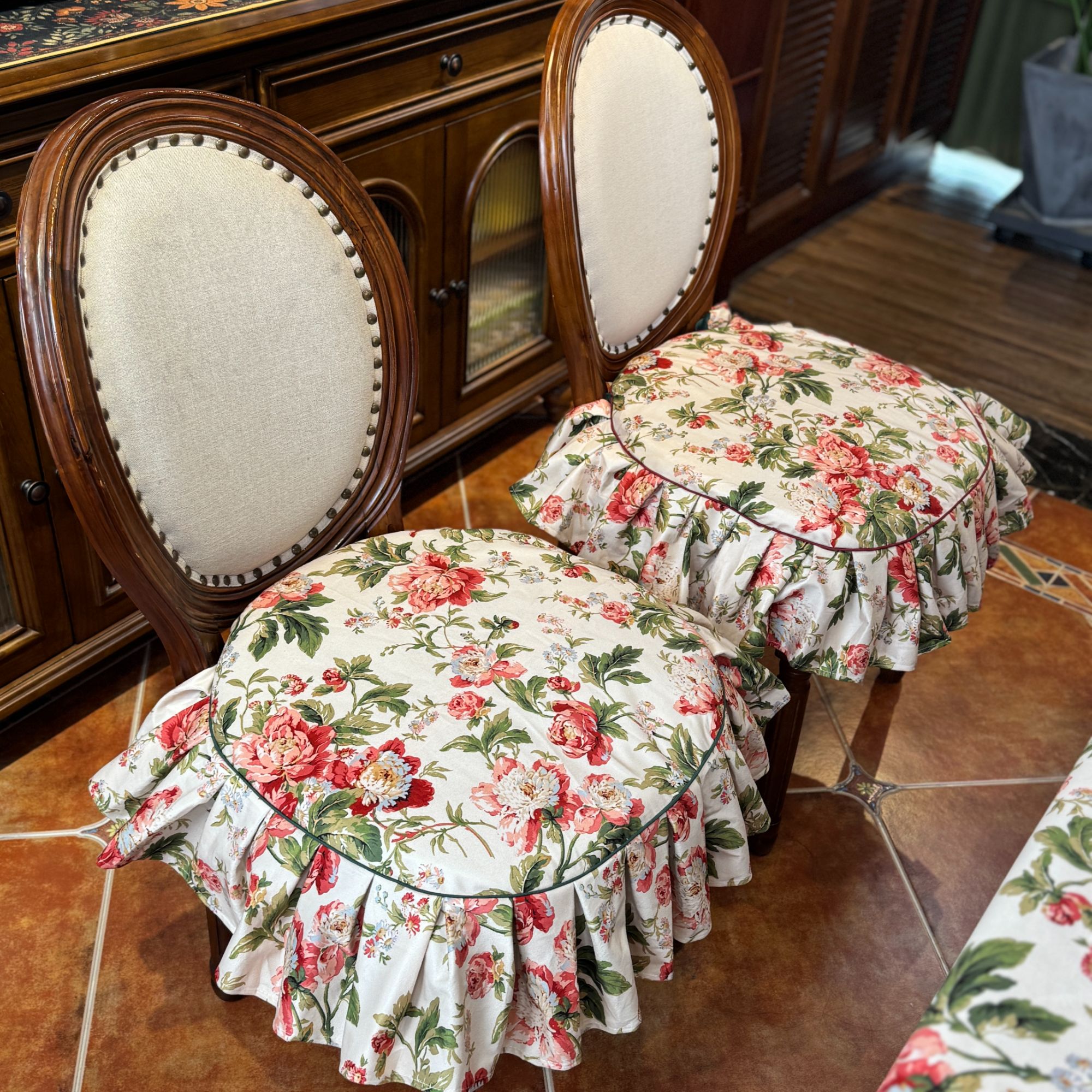 牡丹雅韵美式桌布轻奢风花卉餐桌布欧式田园长方形茶几亚布高级感