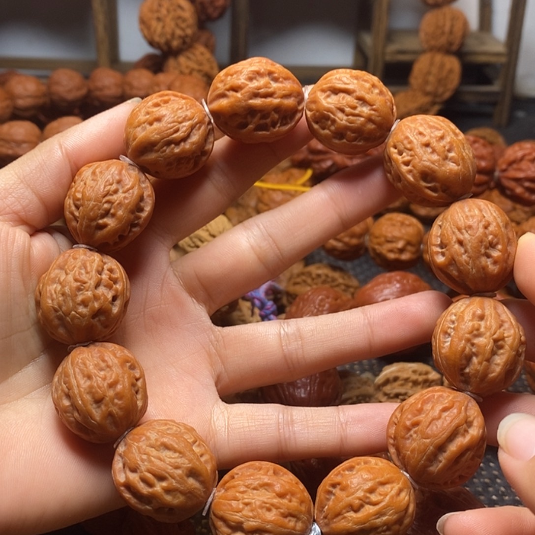 文玩核桃手串红皮粗筋手串