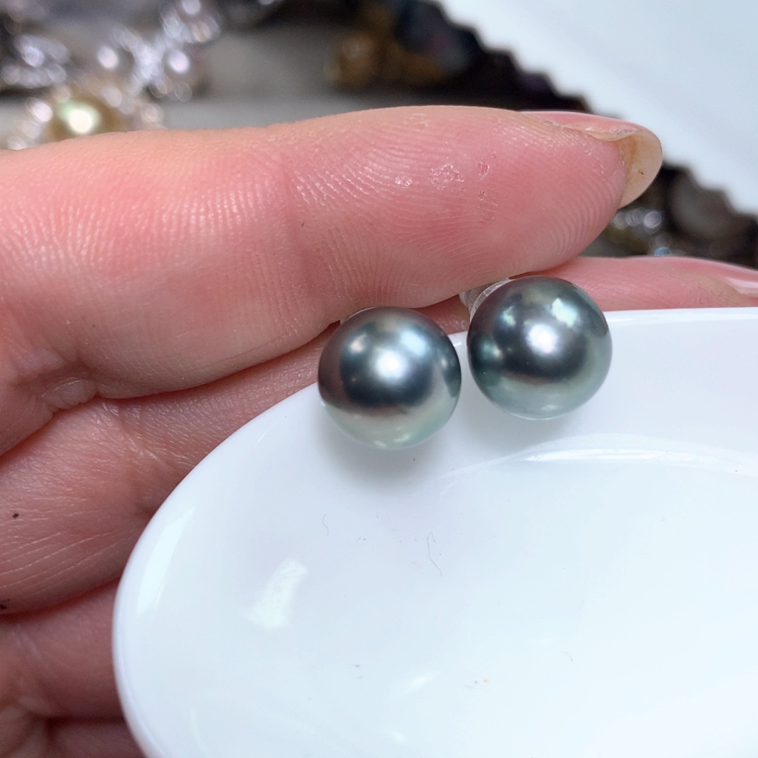 海水珍珠耳饰银S925镶嵌