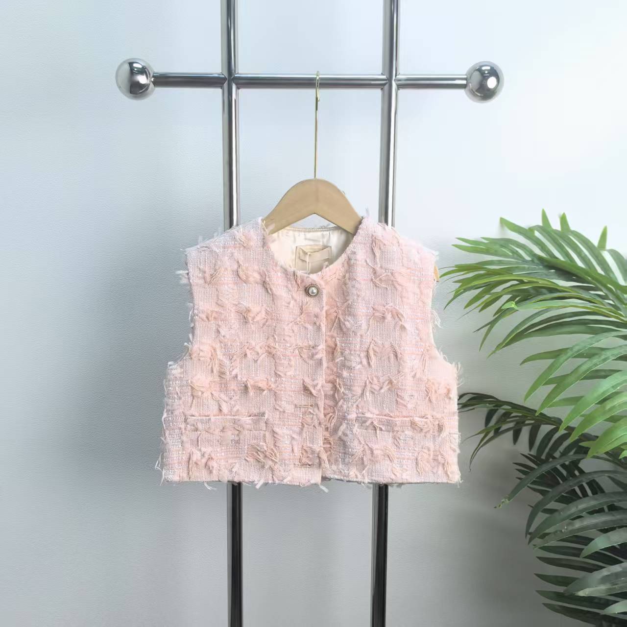 【7257】粉色小香风马甲B7-4