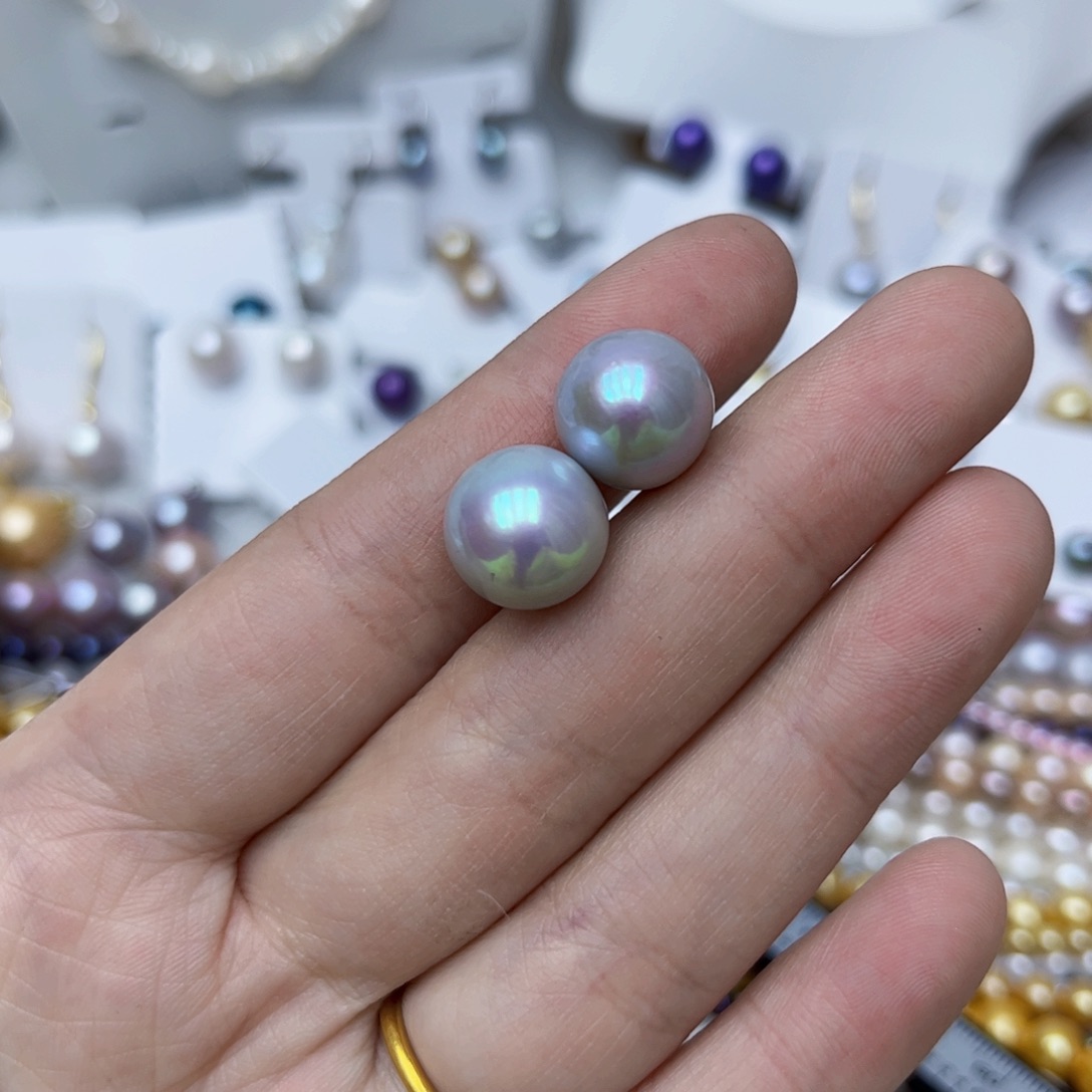 淡水珍珠耳饰银S925镶嵌