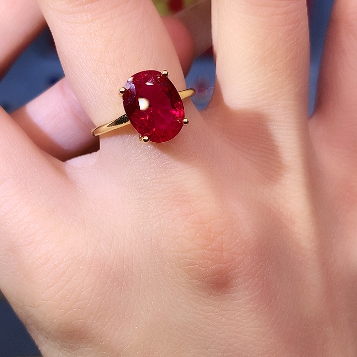 红宝石戒指银S925镶嵌