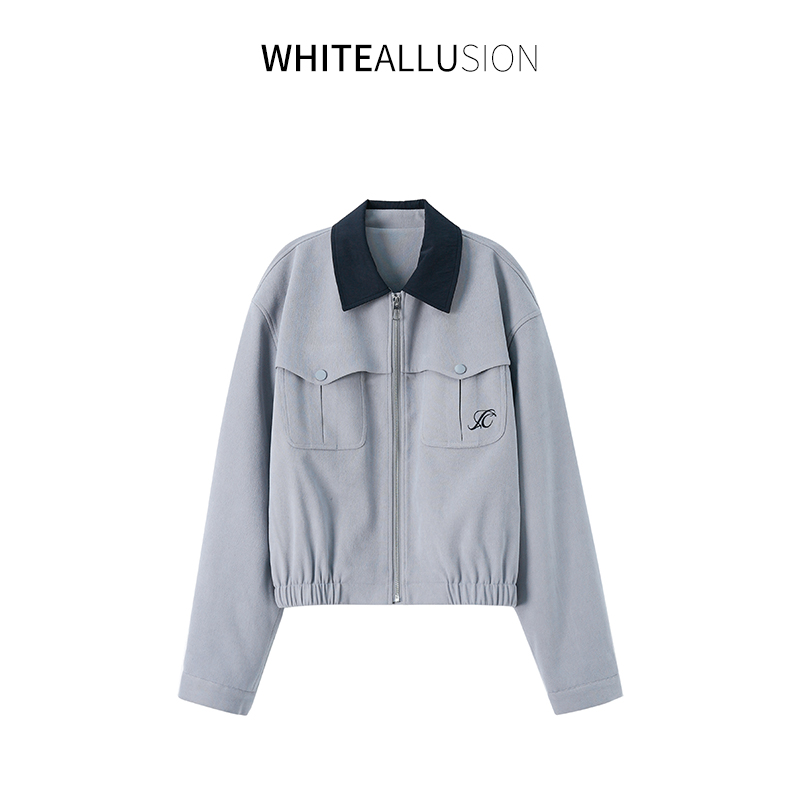 春款新品预热【2605】灰蓝色休闲工装风短夹克外套