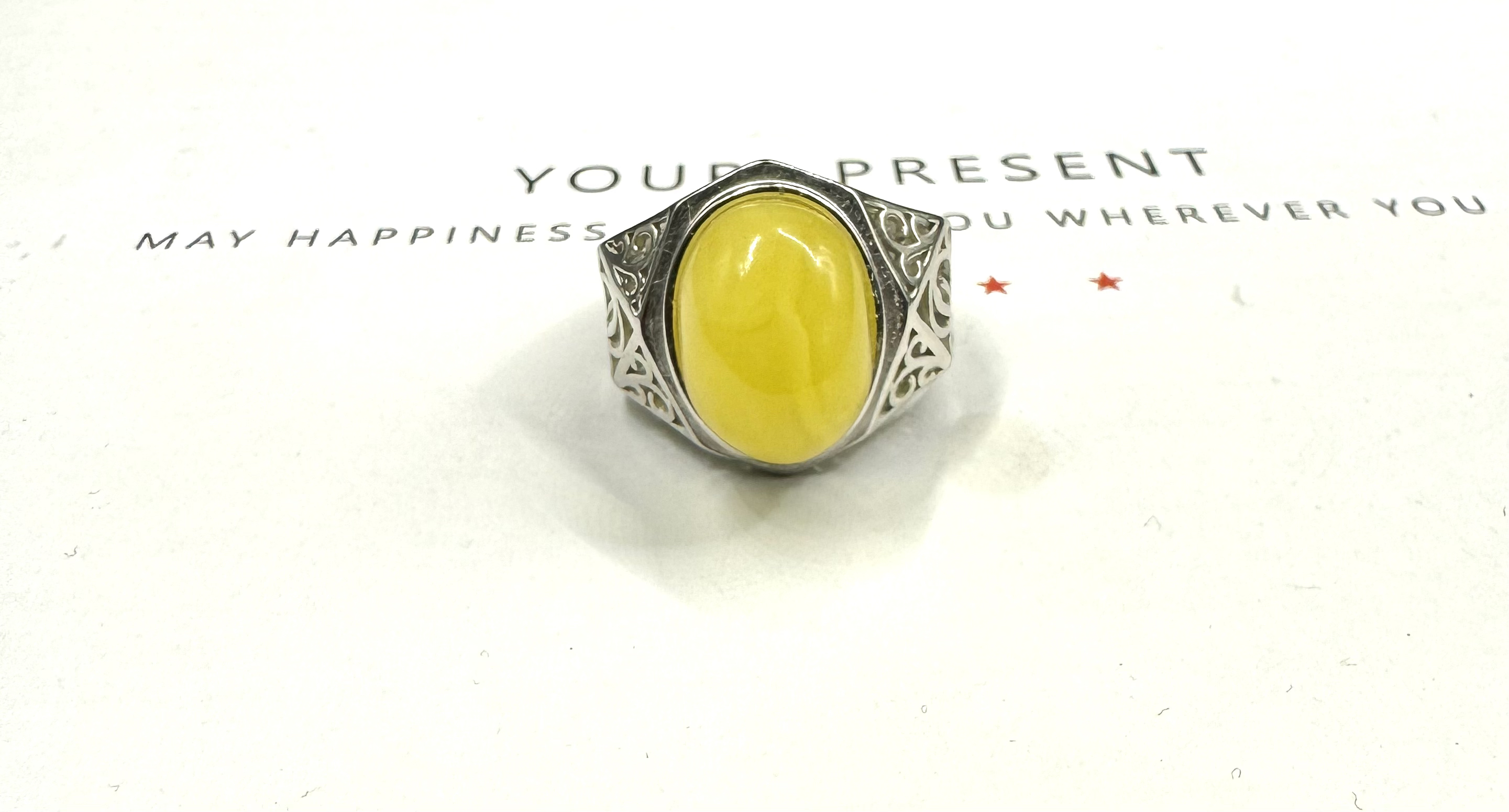 蜜蜡戒指925镶嵌