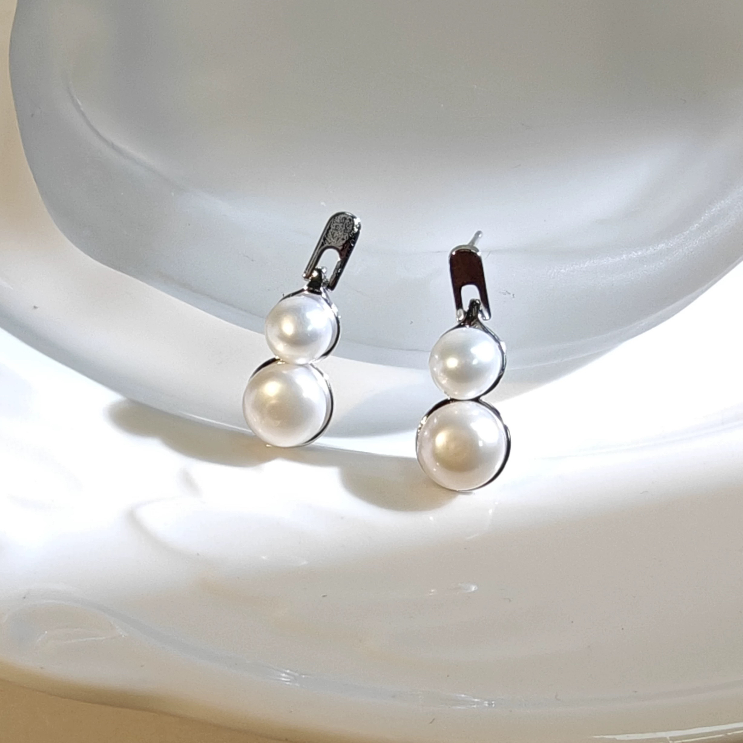 真品纯天然淡水珍珠多珠葫芦气质轻奢时尚百搭法式珍珠耳钉耳饰