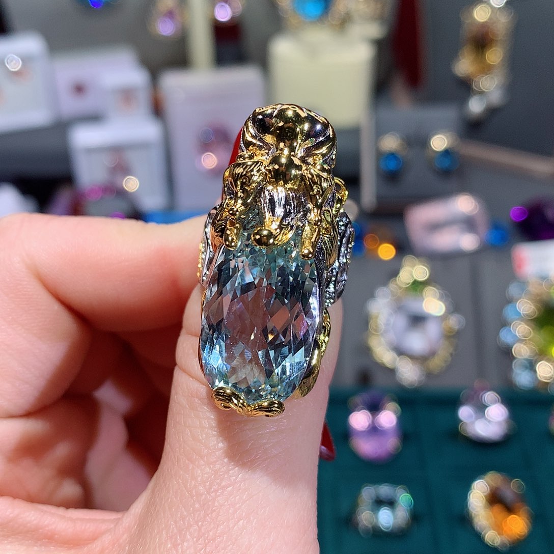 托帕石戒指银S925镶嵌敏**主戒指