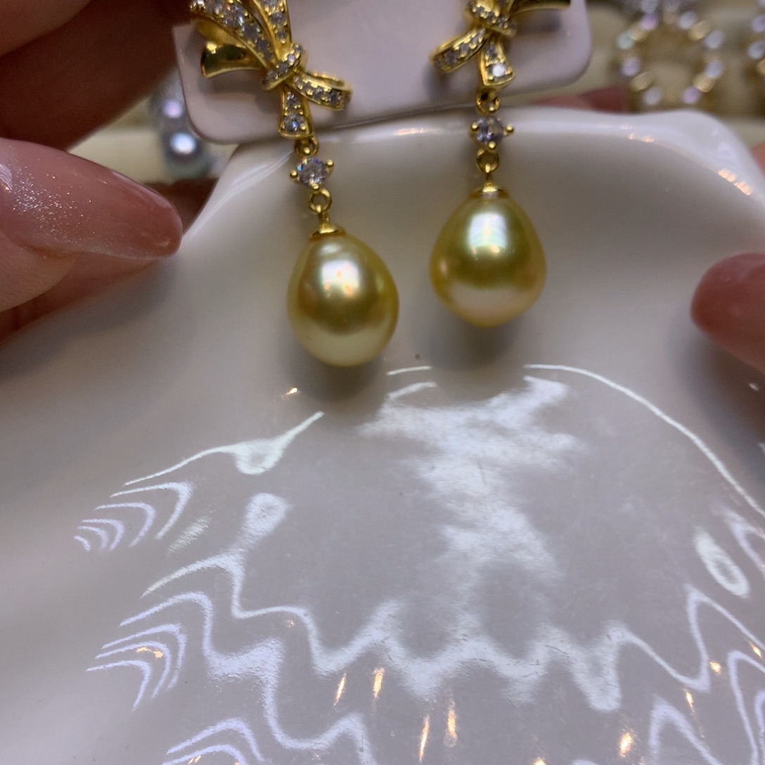 银S925镶嵌耳饰海水珍珠