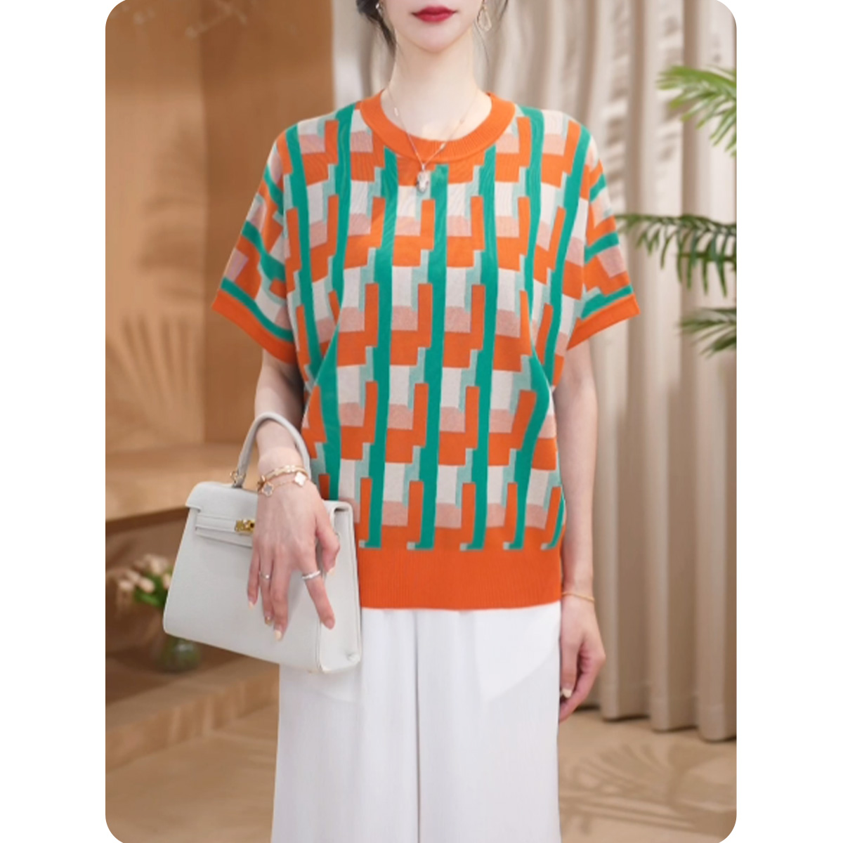 [TS2]花窗新品女士宽松小衫气质上衣时尚休闲女装2ZS0125632