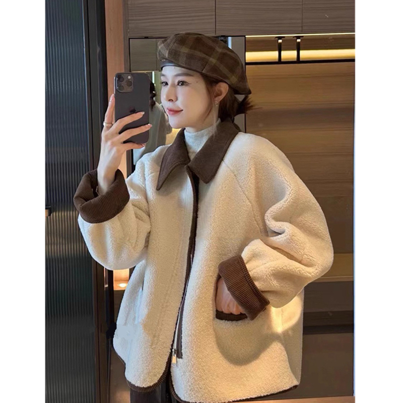 气质加厚高级感外套女秋冬季2025新款爆款羊羔毛绒皮毛一体上衣