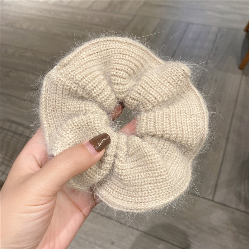 秋冬糖果色织毛线大肠发圈女ins韩系可爱头绳丸子头扎发头饰品