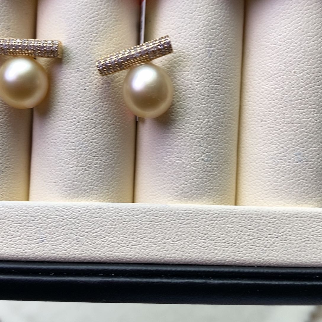 海水珍珠耳饰银S925镶嵌