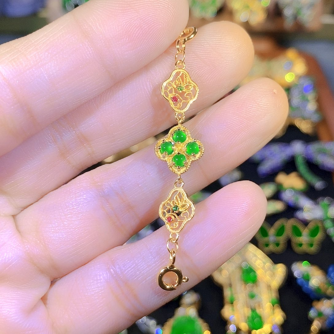 吊坠(不含链)银S925镶嵌翡翠