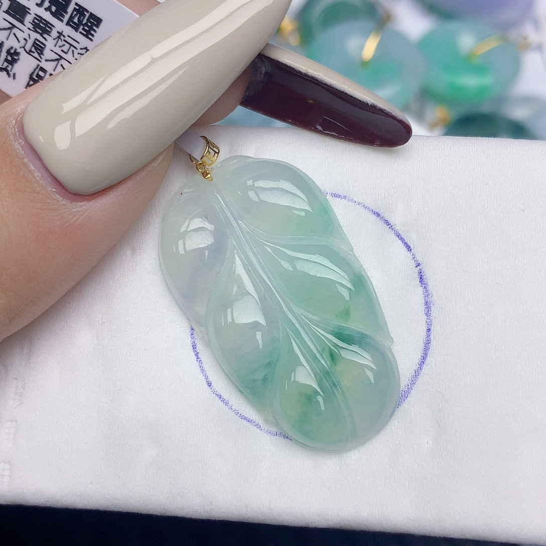 翡翠18K金镶嵌颈饰天然缅甸翡翠a货百元以上9元证书费自理