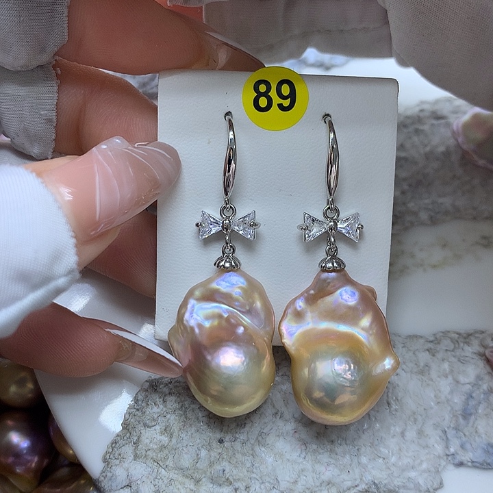 淡水珍珠耳饰银S925镶嵌