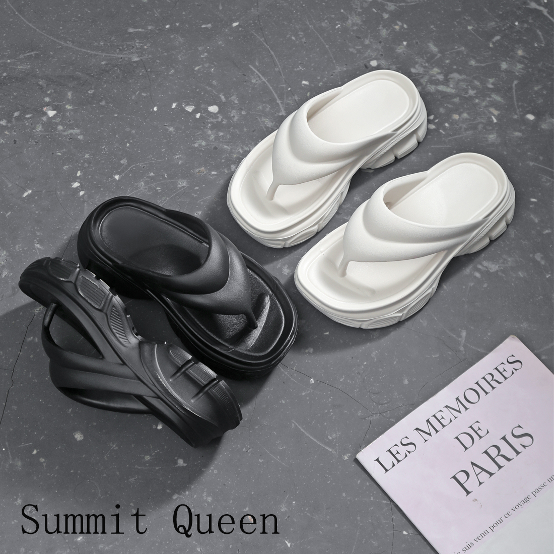 Summit Queen韩版ins网红休闲纯色防滑室外百搭加厚软底人字拖