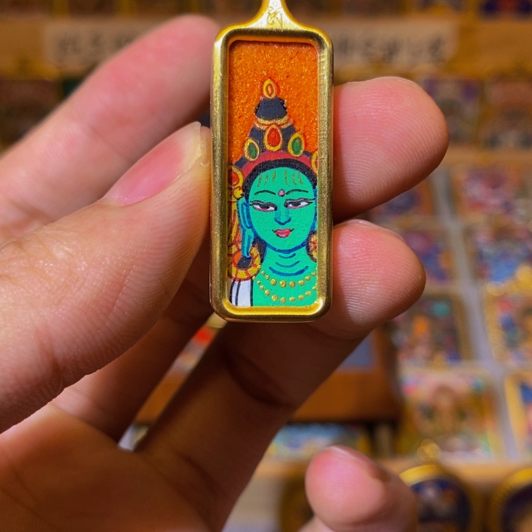 吊坠绿度母纯手绘唐卡