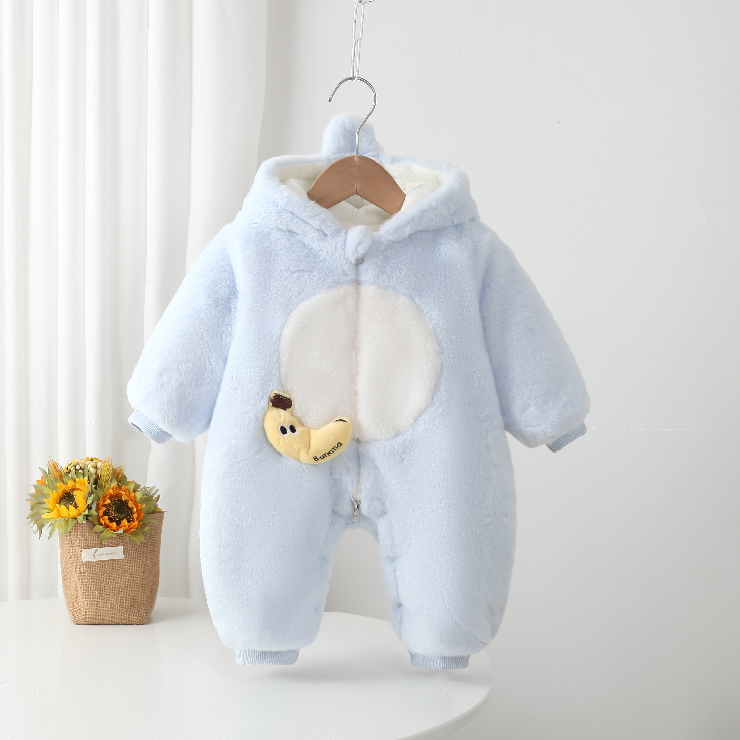 香蕉大象绒布棉哈衣